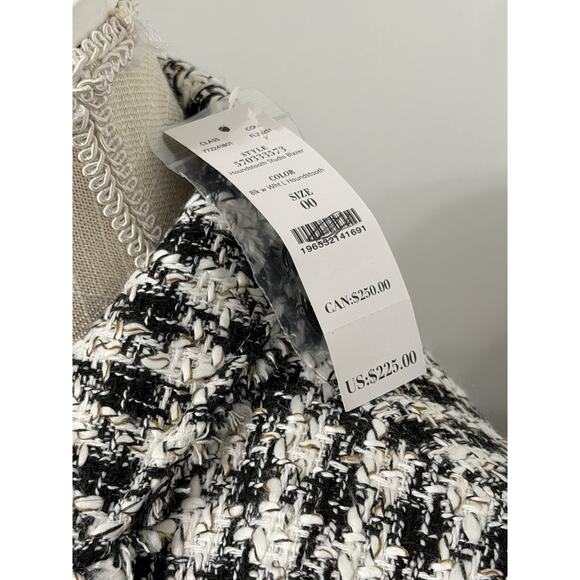 NEW White House Black Market Studio Blazer Size 00 Houndstooth Tweed NWT $225 - Picture 3 of 4
